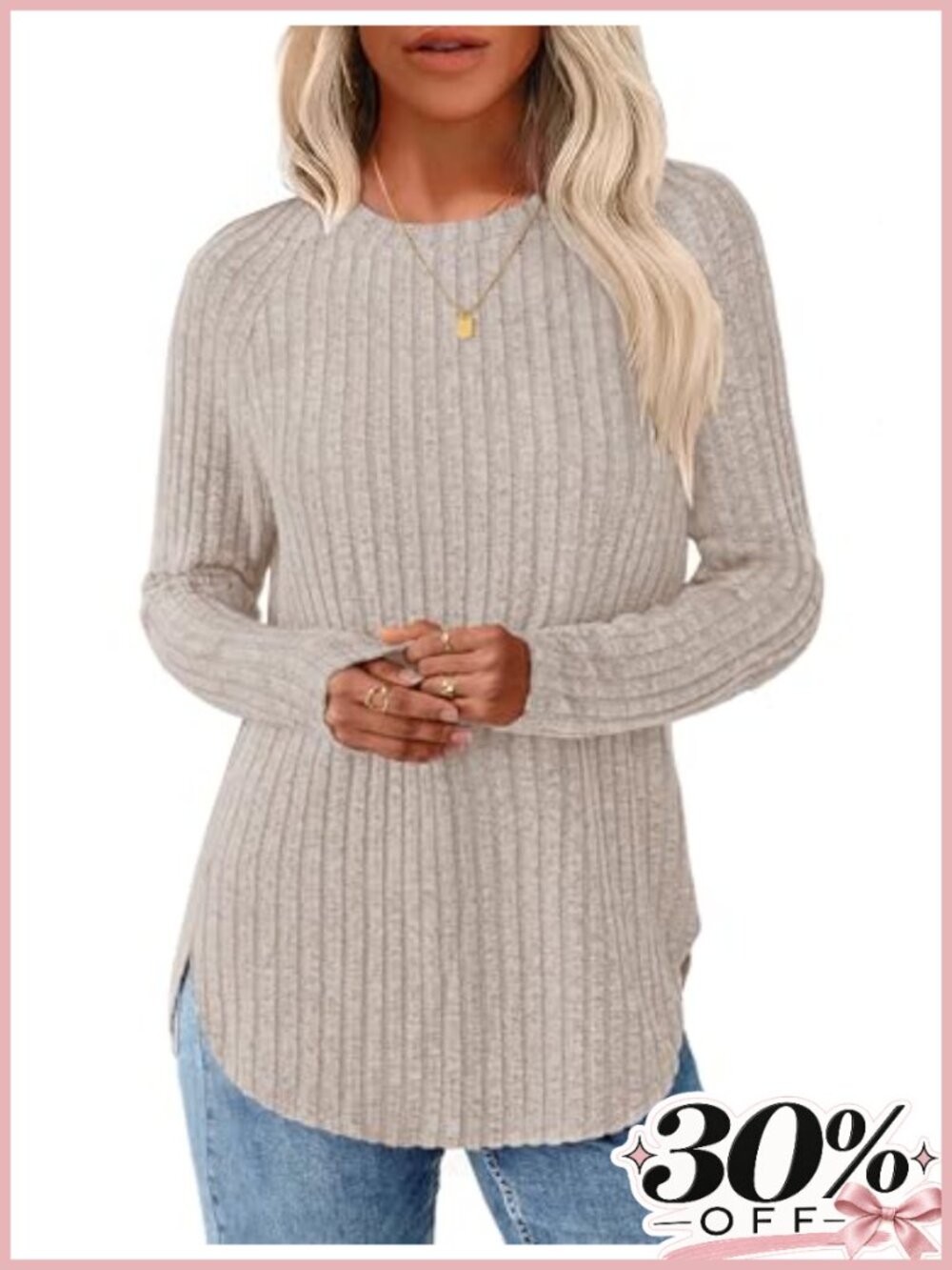 Women Long Sleeve Tunic Top Crew Neck Loose Fit Lightweight Pullover Sweater